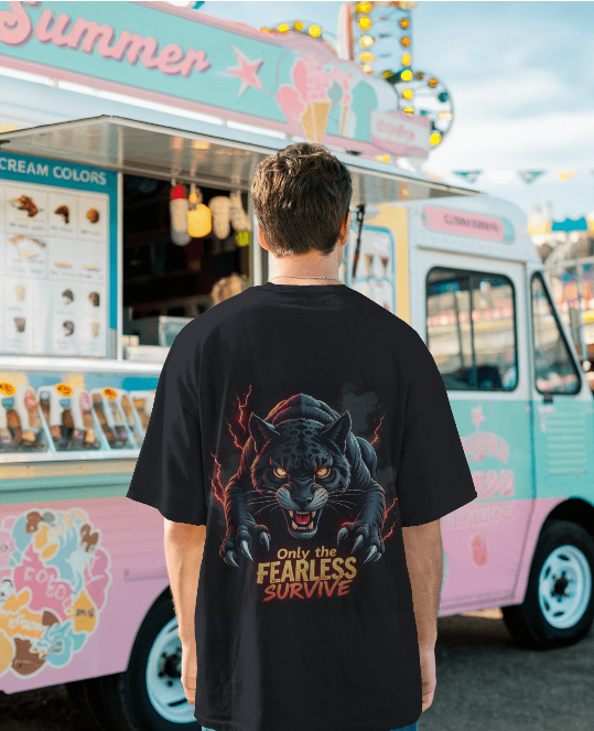 FEARLESS SURVIVOR: Shadow Panther Oversized Tee