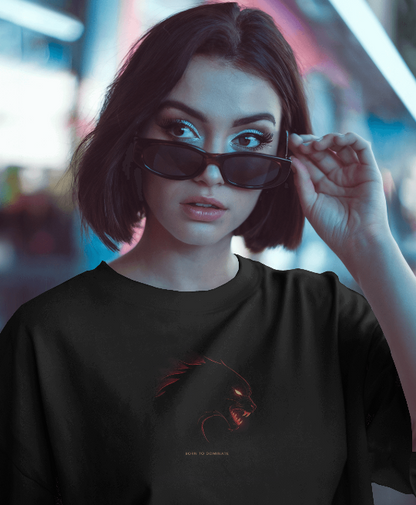 FEARLESS SURVIVOR: Shadow Panther Oversized Tee